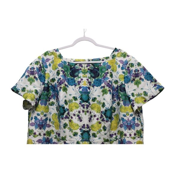 Talbots Midi Dress Size 22W Floral Multicolor Colorful Cotton Linen Lined Formal - Picture 3 of 12